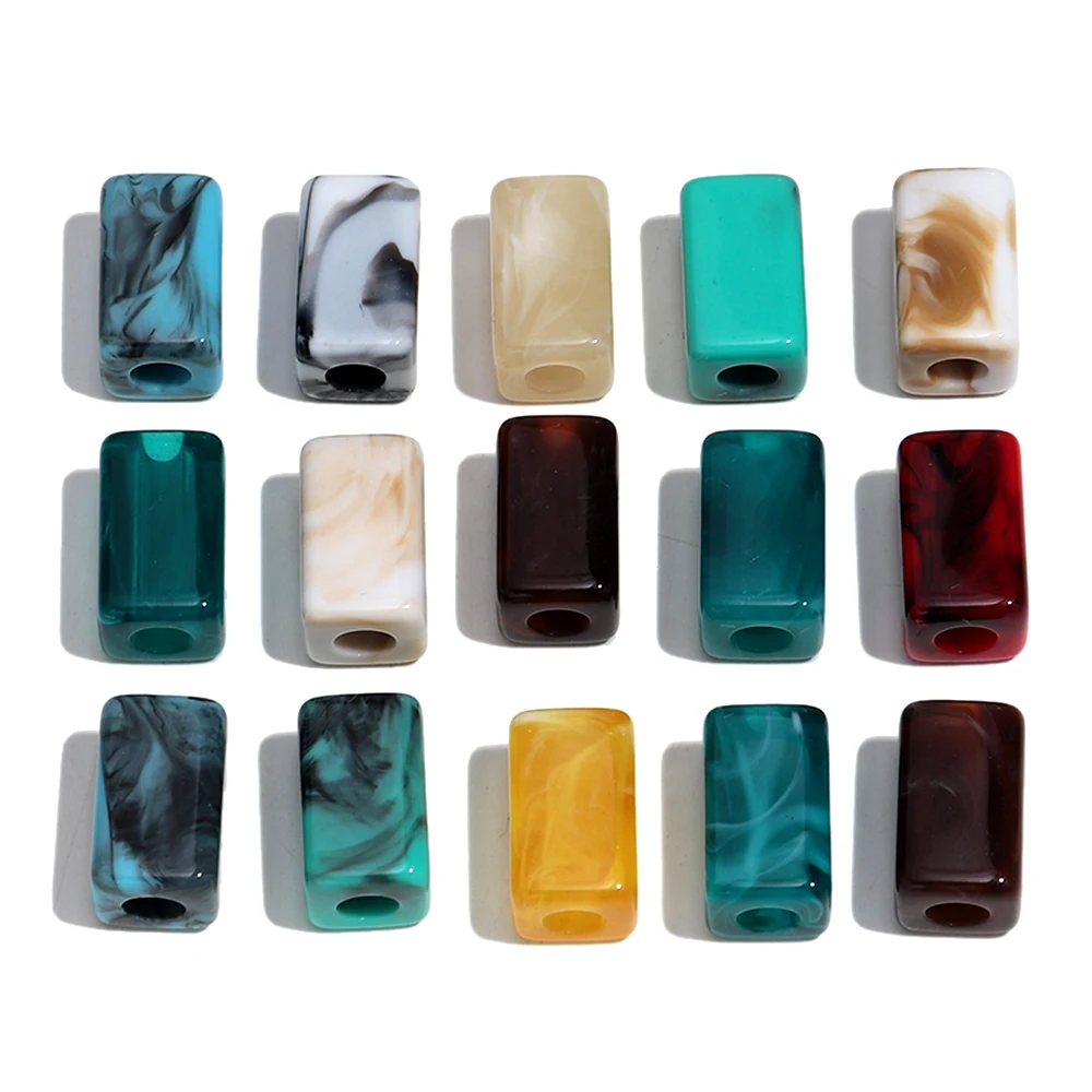 Elegant Marble Resin Geometric Beads for DIY Jewelry Crafting - 20 Piece Set