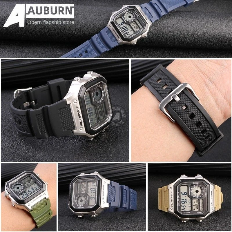 Silicone Rubber Watchband For Casio AE1200 AE-1200 AE-1200Wh