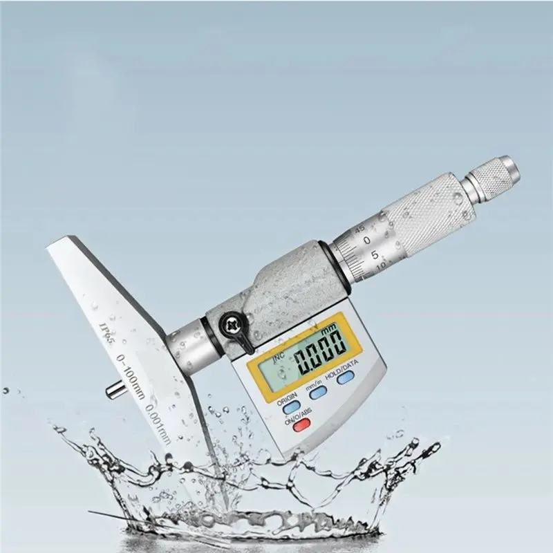 SHGO-디지털 깊이 마이크로미터 0-100Mm IP65 등급, 0.001Mm 정밀 해상도 및 교체 가능한 로드 포함