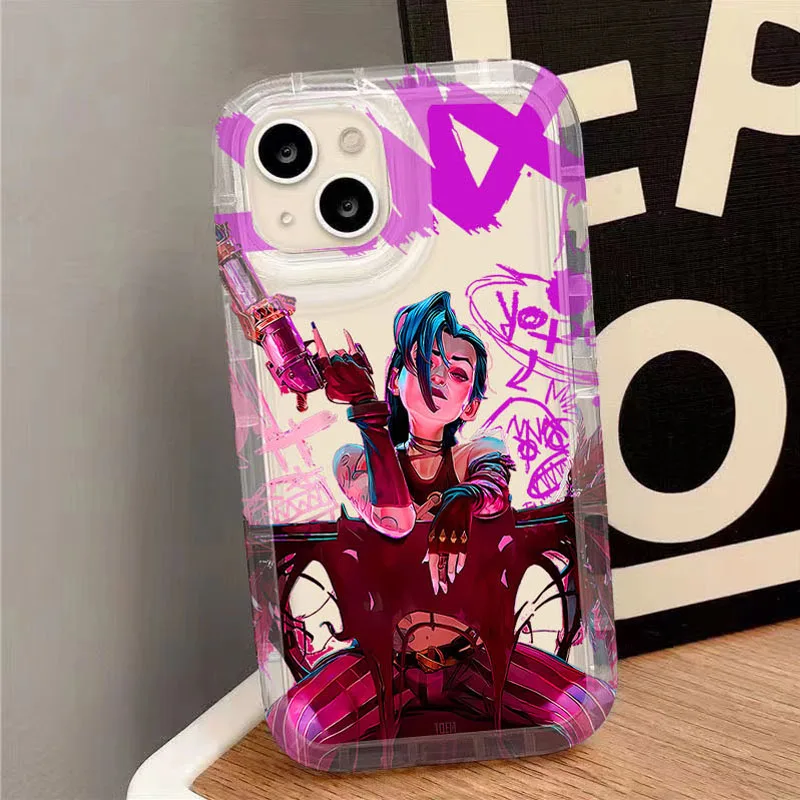 Shockproof Clear Silicone Back Cover with Game Arcane Jinx Design