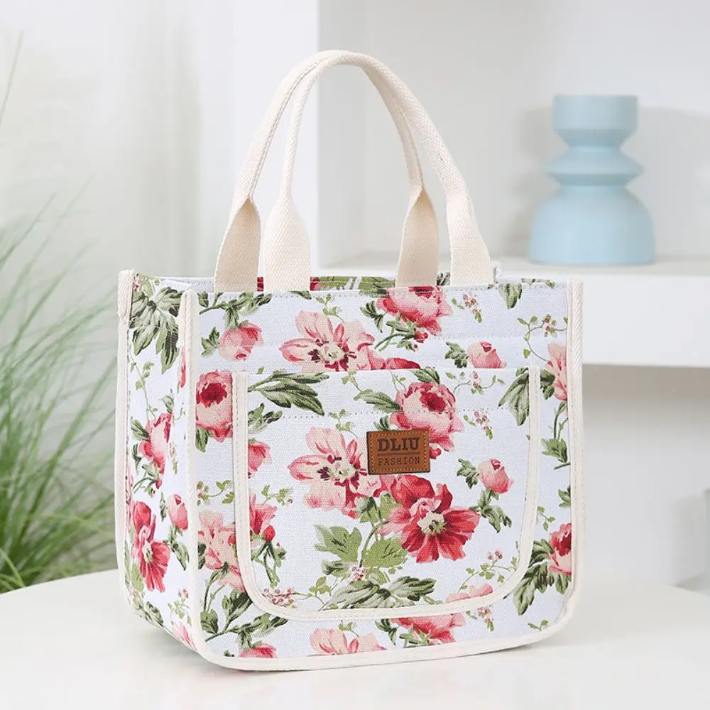 New Handbag Floral Print Lunch Bag Large Capacity Thermal Waterproof Insulated Bag Lunch Bag Women