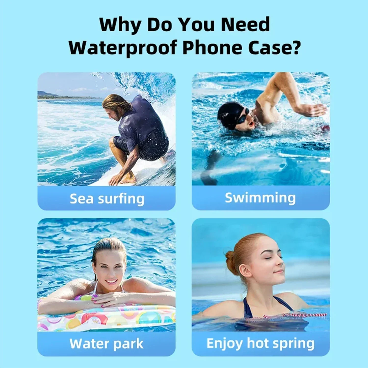 Universal Waterproof Phone Pouch Dry Bag IPX8 Phone Case with Lanyard for Diving Swimming Sports Floating Water Proof Bags Strap