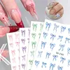 3D French Bowknot Ribbon Nail Stickers Cute White Pink Nail Stickers Self Adhesive Manicure Decorations DIY Nail Accessories 3