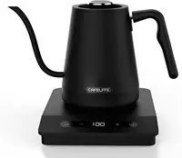 Bouilloire électrique à col de cygne CAFELFFE MK-101, bouilloire à eau et à café électrique en acier inoxydable 304 avec contrôle de la température et fonction maintien au chaud 800 ml 1500 W Noir 1