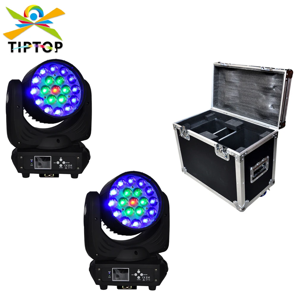 

TIPTOP Stage Light 19 x 15W RGBW 4IN1 Color Zoom Led Moving Head Light LED Display Color Ring Individual Control Beam Wash 2IN1