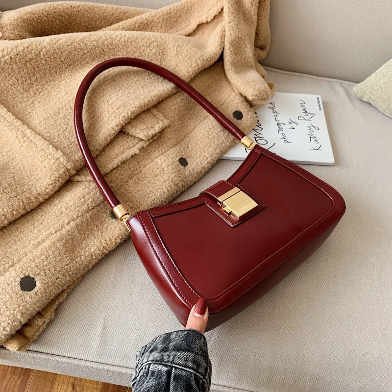 Luxury Brand Pu Leather Solid Color Shoulder Bags For Women