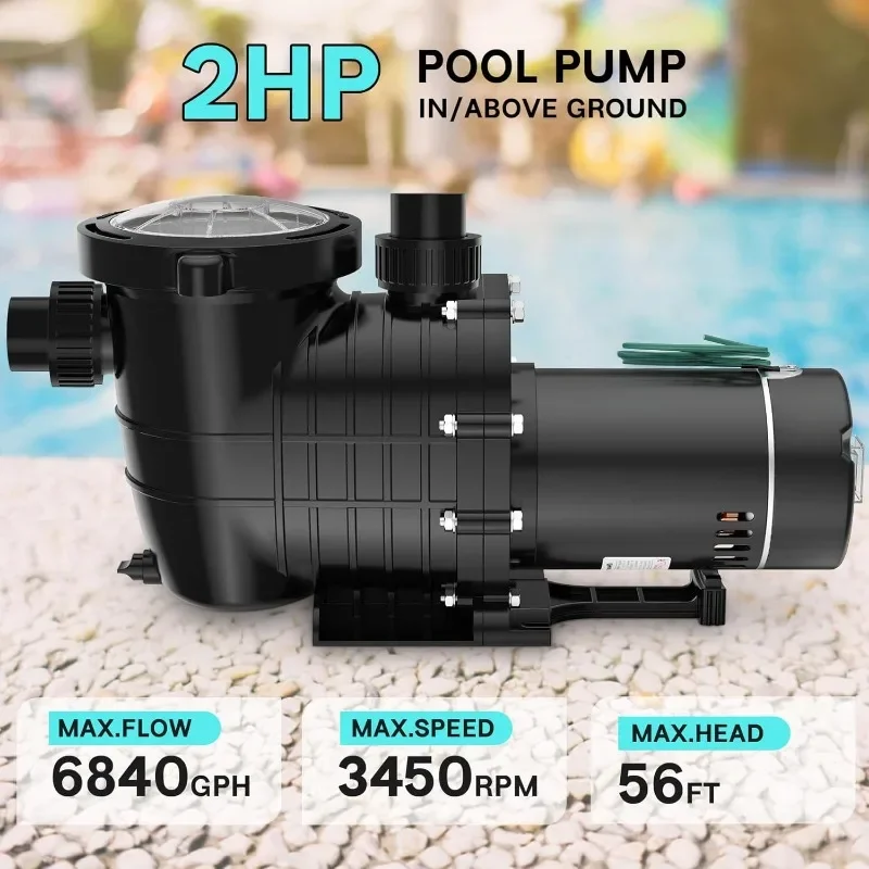 Pool Pump Above,Powerful Selfpriming Pool Pumps for Gallons Pool,Dual Voltage Swimming Pump with Strainer Basket&Drain Plug