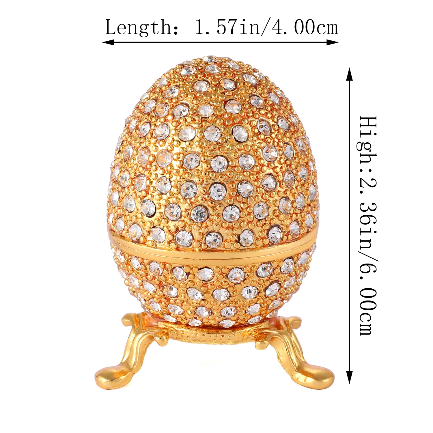 QIFU Metal Gold Easter Faberge Egg Crafts Trinket Box Home Decor
