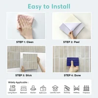 กระเบื้องตกแต่งผนัง3มิติ1/2ชิ้นสติกเกอร์ติดกระเบื้องสีเขียว3D แบบมีกาวในตัวสำหรับห้องครัวและห้องน้ำกันน้ำพิมพ์30x30cm 5