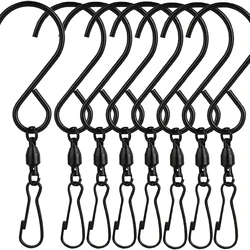 Swivel Hooks Clips Set for Hanging Decor and Household Items (Black  8pcs)