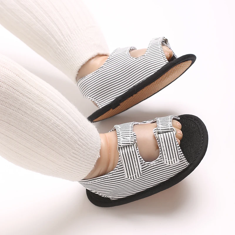 Baby's First Step Sandals 0-1 Year Old Boy Striped Soft Soled Sandals Breathable and Non Slip Frst Pair Of Walking Shoes 6