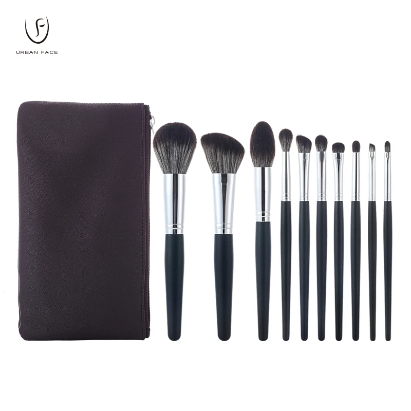 

Makeup Brushes Set 10pcs High Quality Black Synthetic Hair Make Up Tools Kit Professional