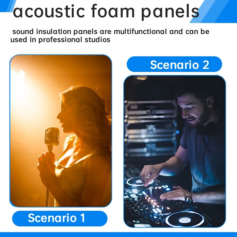 A17F-12 PACK Acoustic Foam,Self-Adhesive Sound Proof Panels,For Sound Insulation &Acoustic Treatment