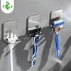 1PCS Bathroom Stainless Steel Punch Free Razor Holder Storage Hook Wall Men Shaving Shaver Shelf Bathroom Razor Rack Wall GY 1