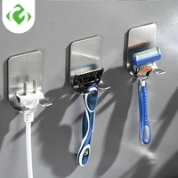 1PCS Bathroom Stainless Steel Punch Free Razor Holder Storage Hook Wall Men Shaving Shaver Shelf Bathroom Razor Rack Wall GY 1