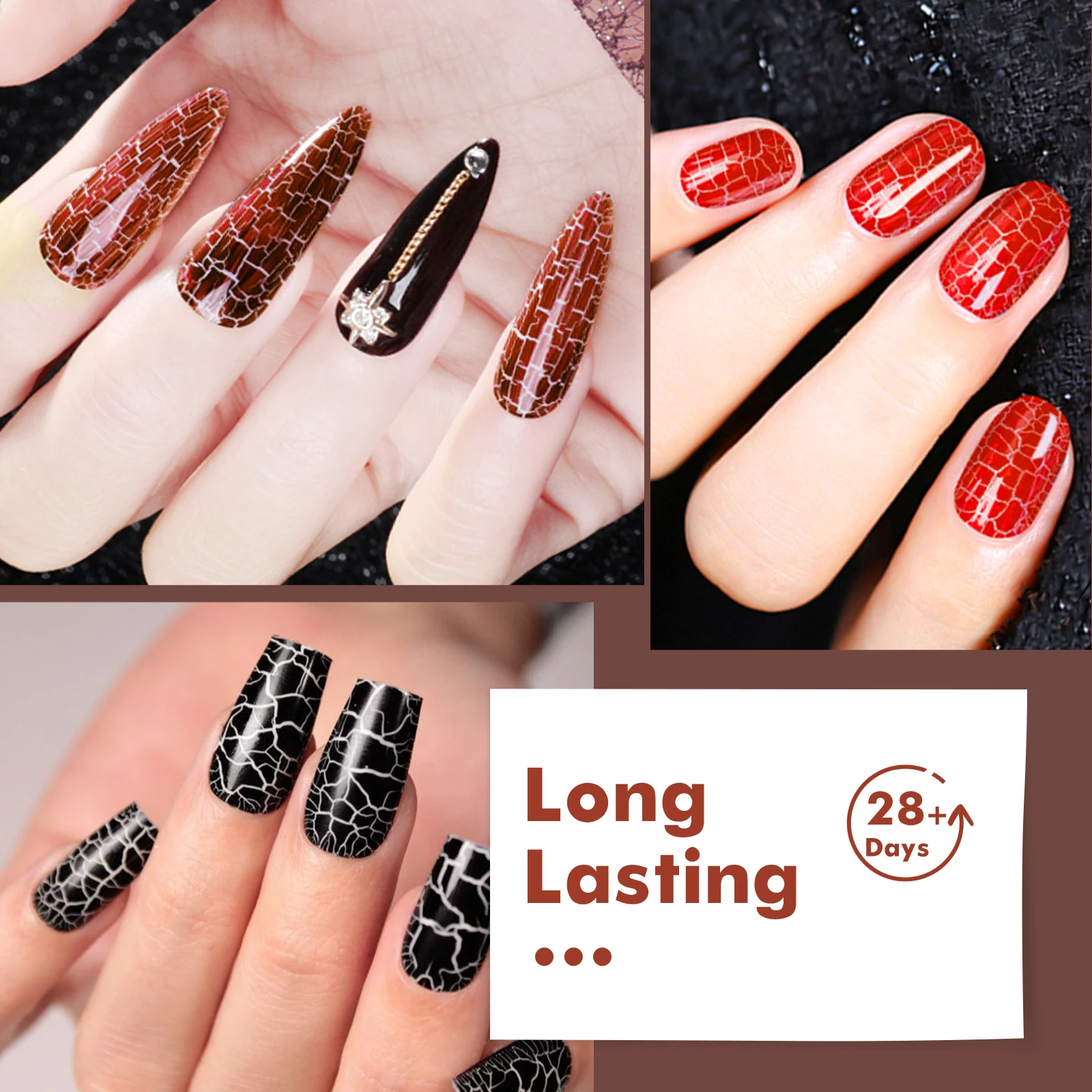 12PCS/SET Crackle Nail Polish Gel Set Cracking Nail Lacquer Quick Dry Gel Hybrid With Base Top Coat  Manicure Art Varnish Kit 5