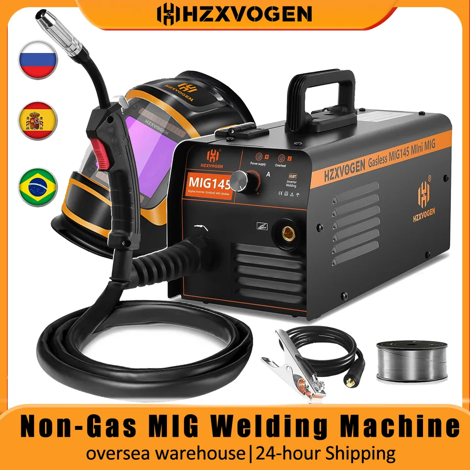 HZXVOGEN-máquina de soldadura Mig sin Gas MIG145, soldador inversor, 4  imanes de piezas, soldador eléctrico portátil para Metal - AliExpress
