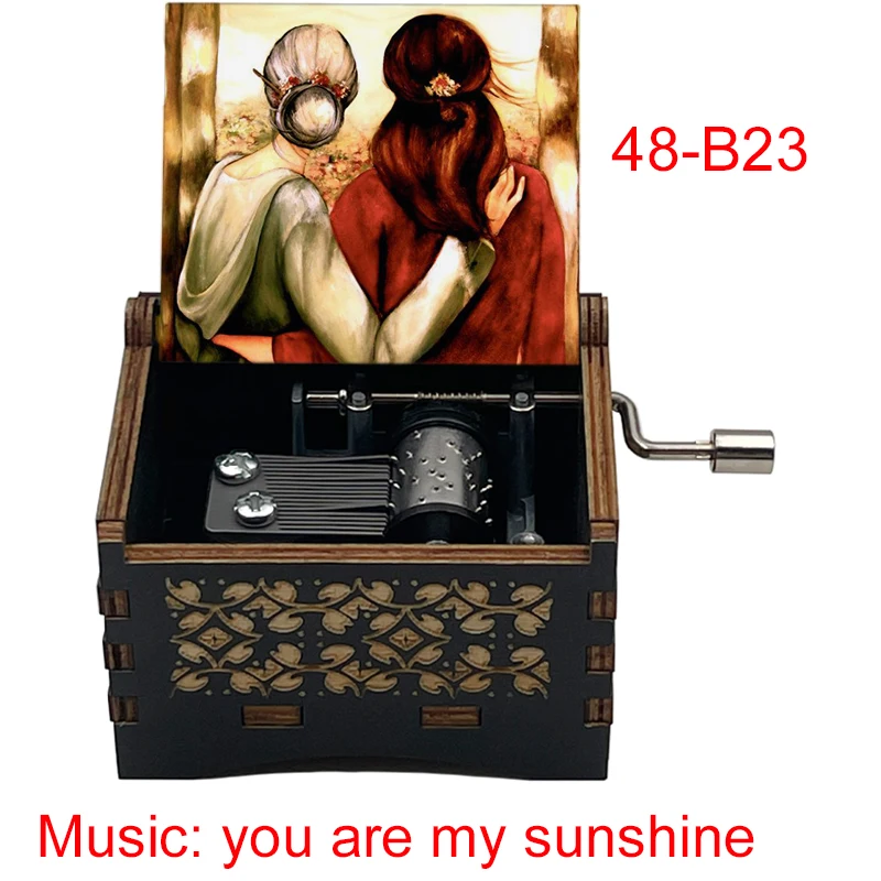 You Are My Sunshine Music Box Black Wooden New Design Friend Husband Wife Girlfriend Daughter Birthday Christmas Cute Gifts 5
