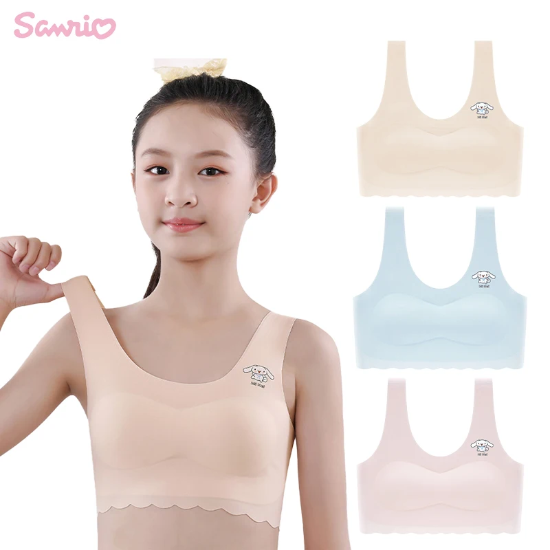 

Sanrio Cinnamoroll Non Marking Underwear Girls Puberty Development Cartoon Teenage Training Sport Bras Tops High Quality Bras
