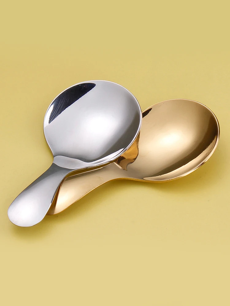 Stainless Steel Spoon Short Handle Gold Ice Cream Tea Coffee Spoon Kids Kitchen Condiment Spice Scoop tea spoons