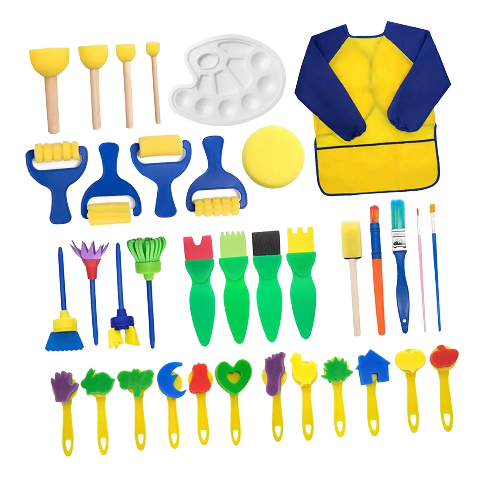 36pcs 스폰지 페인트 롤러 브러쉬 어린이 그리기 장난감 유치원 미술 공예 브러쉬 그림 도구