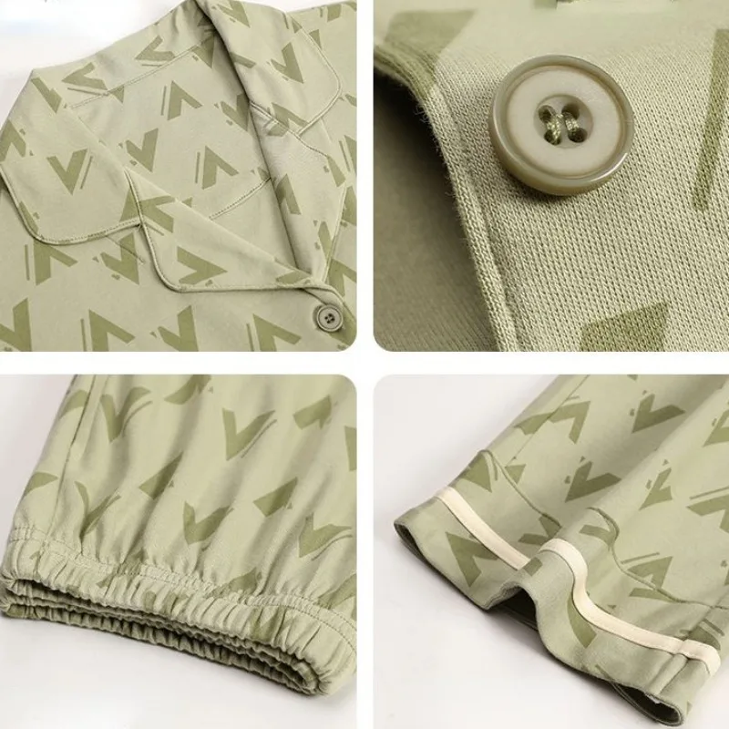 2024 New Women's Loose Loungewear Set Ladies Fashion Spring Autumn Pajamas Suit Pure Cotton Long Sleeves Pants Casual Sleepwear