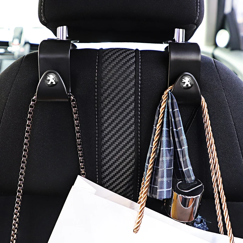 2Pcs Car Interior Portable Seat Back Hooks For Peugeot 207 308 208 407 107 3008 406 408 807 607 508 5008 108 205 106 4008 301