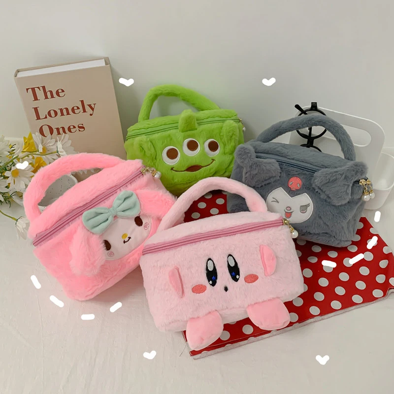 

Sanrio Kawaii симпатичная мультяшная сумка для макияжа Kuromi Melody вместительная коробка для хранения косметики женские товары для дома