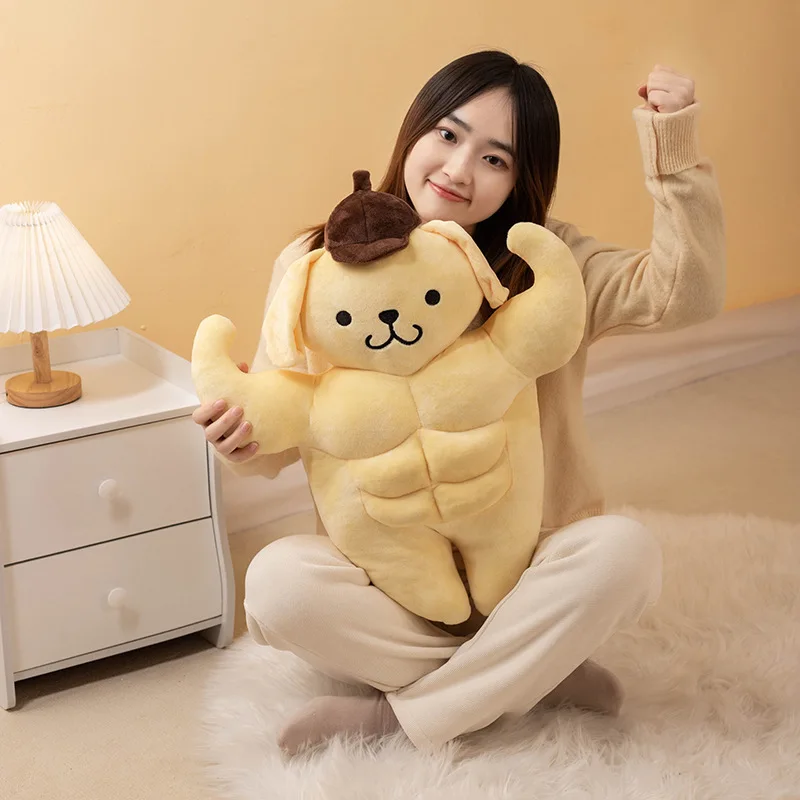 

Tomy Cute Cartoon Pompom Purin Sanrio Funny Pectoral Abdominal Muscle Purin Boyfriend Pillow Dog Doll Plush Doll Girl Gift