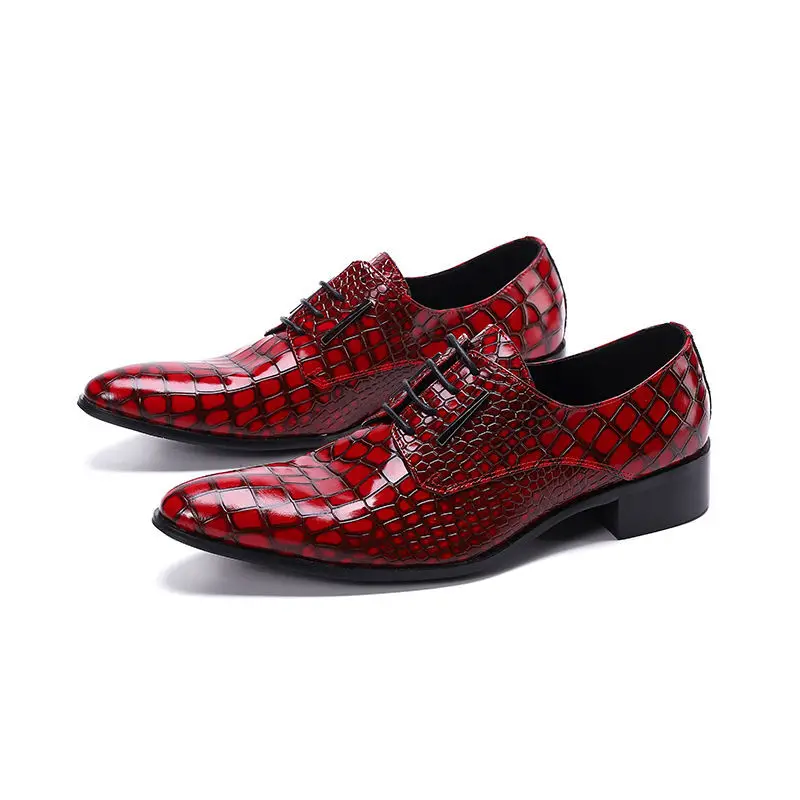 Men Dress Shoes-Alligator-Red