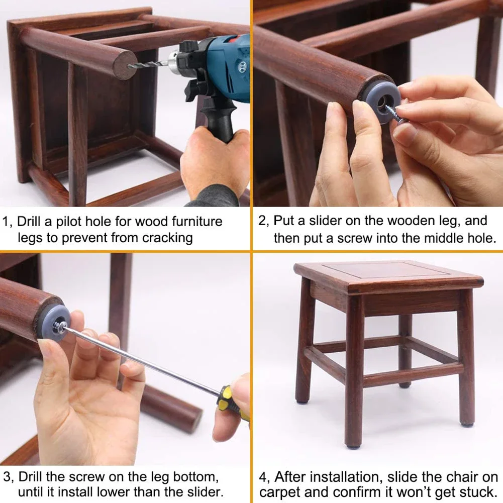 furniture gliders with screws PTFE for sofa bed table couch dining chairs heavy duty