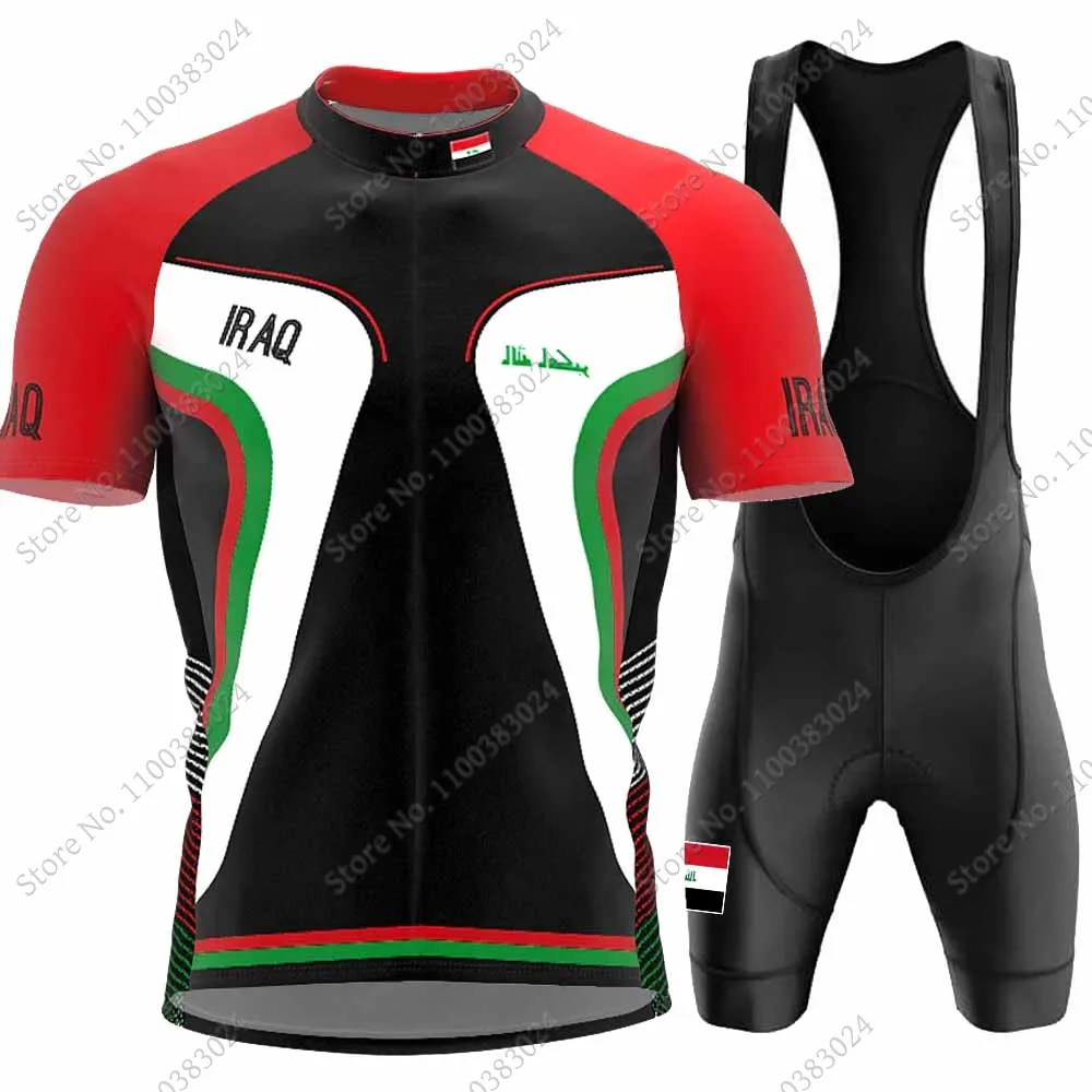 Iraq National Cycling Jersey Set Mens Short Sleeve Cycling Clothing Road Bike Shirts Suit Bicycle Bib Shorts MTB Wear Ropa