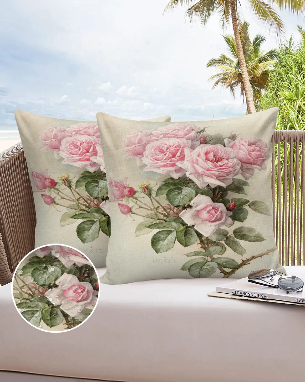 2-4pcs-outdoor-waterdichte-kussenhoes-roze-bloem-roos-vintage