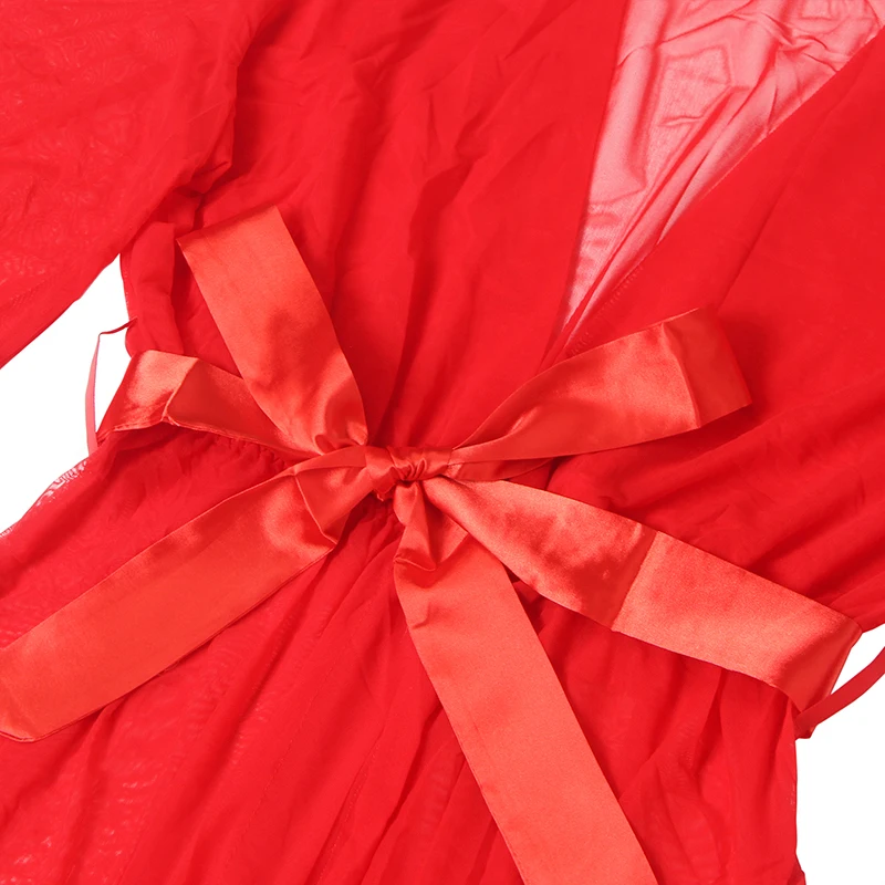 Comeondear Women's Peignoir 5XL Plus Size Red Nightgowns Lace Mesh Long Robe Negligee Adult Sheer Nightdress Sleepwear For Bride S07345ff2577141c190f832c73e6f5462q