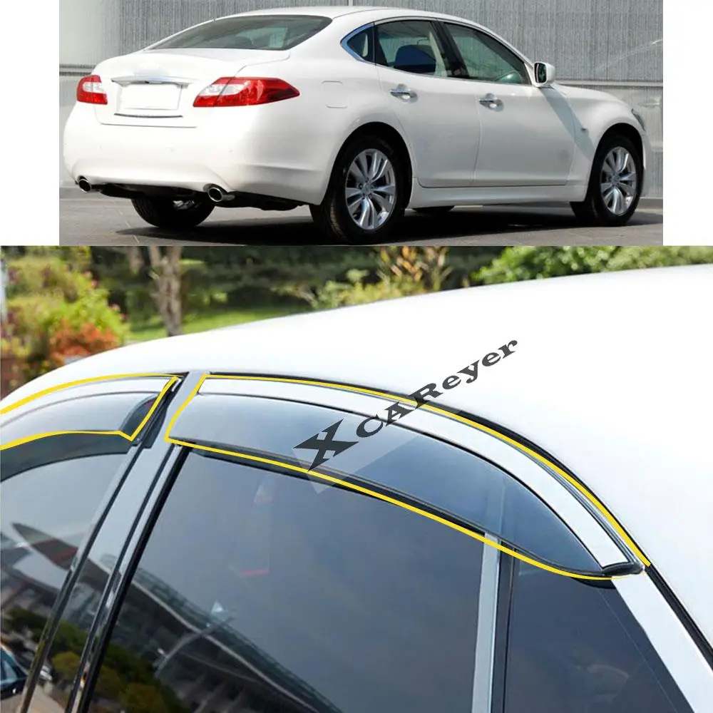 

Стикер для кузова автомобиля INFINITI M37 M35 M25 2011 2012, пластиковое стекло, ветрозащитный козырек, защита от дождя и солнца