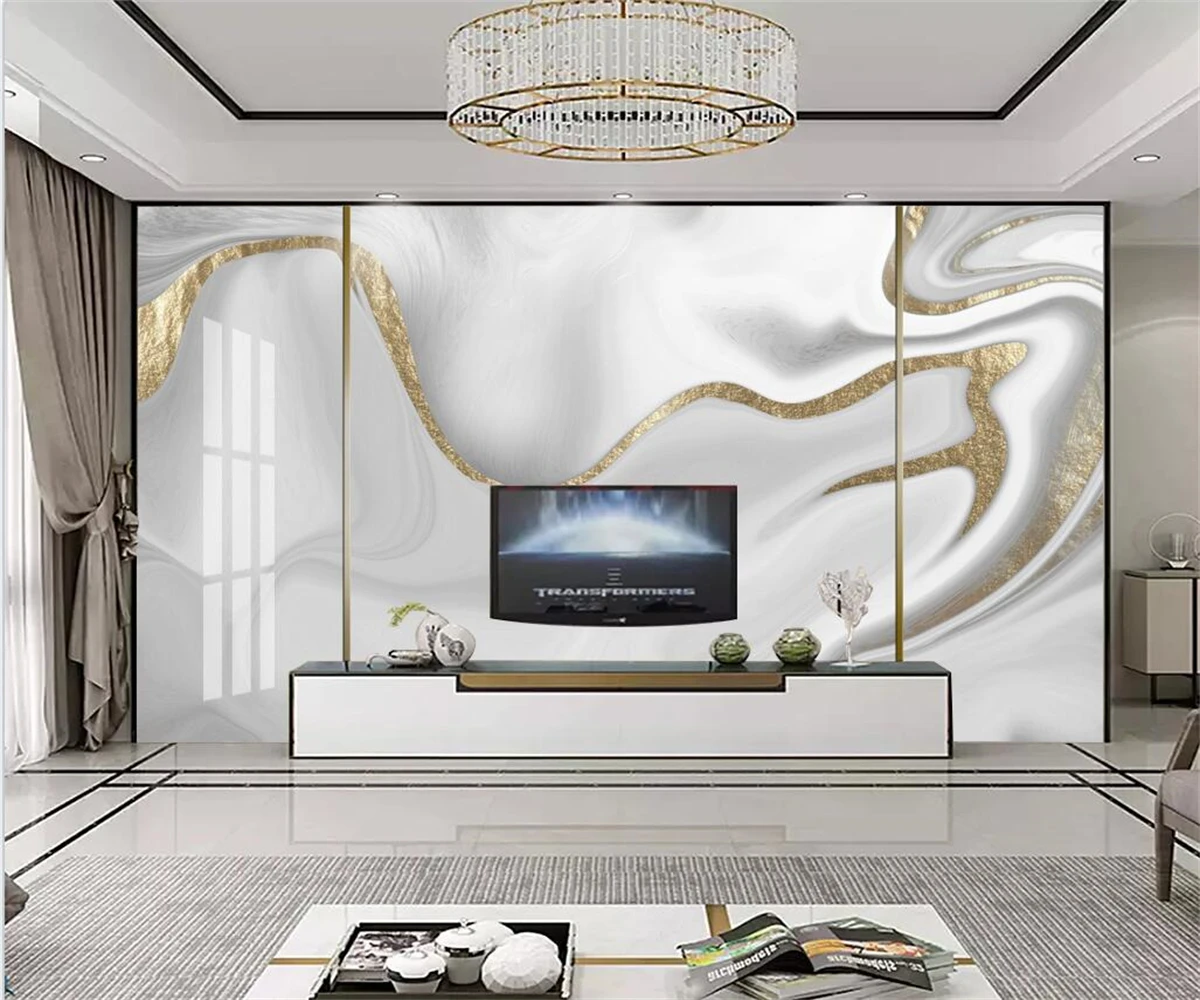 Wallpaper Modern minimalist golden lines white marble Background Wall Mural Living Room TV Sofa Hotel Luxury Decor 3d wallpaper