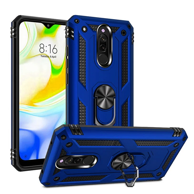 For Xiaomi Redmi 12C, Luxury Shockproof Hybrid Armor Ring Holder Case Cover