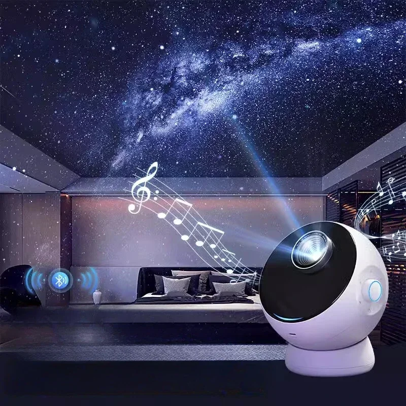 Proyector de estrellas para planetario en casa, luz nocturna estrellada de galaxia, Altavoz Bluetooth ajustable de 360 ° para dormitorio, regalo de cumpleaños para niños