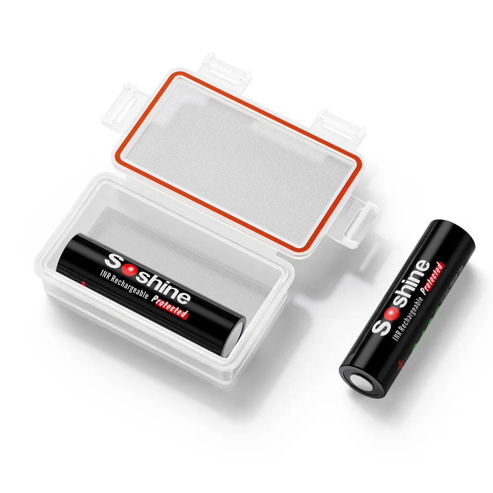 Soshine 5PC 18650 Waterproof Battery Case Slots with Clip White