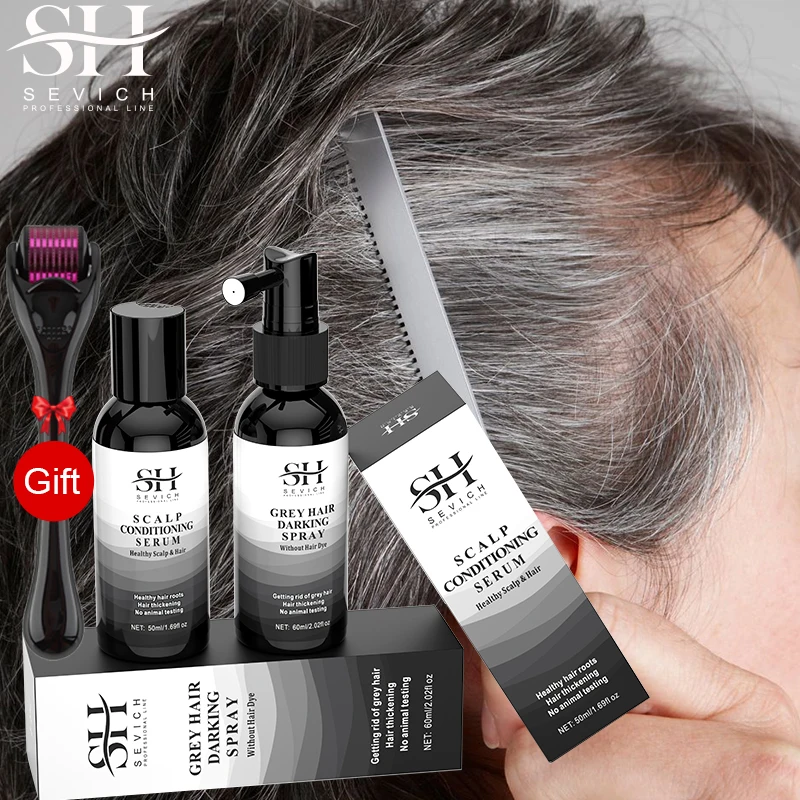 No Irritation Reverse Hair Gray Spray Naturally Ginger Repairing Scalp Serum For Men Women Cover Gray White Hair Shampoo Sevich