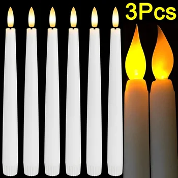 긴 LED 촛불 불꽃없는 뾰족한 촛불 조명, 배터리 구동 촛불 조명, 생일 결혼식 저녁 파티 장식, 3 개, 1 개