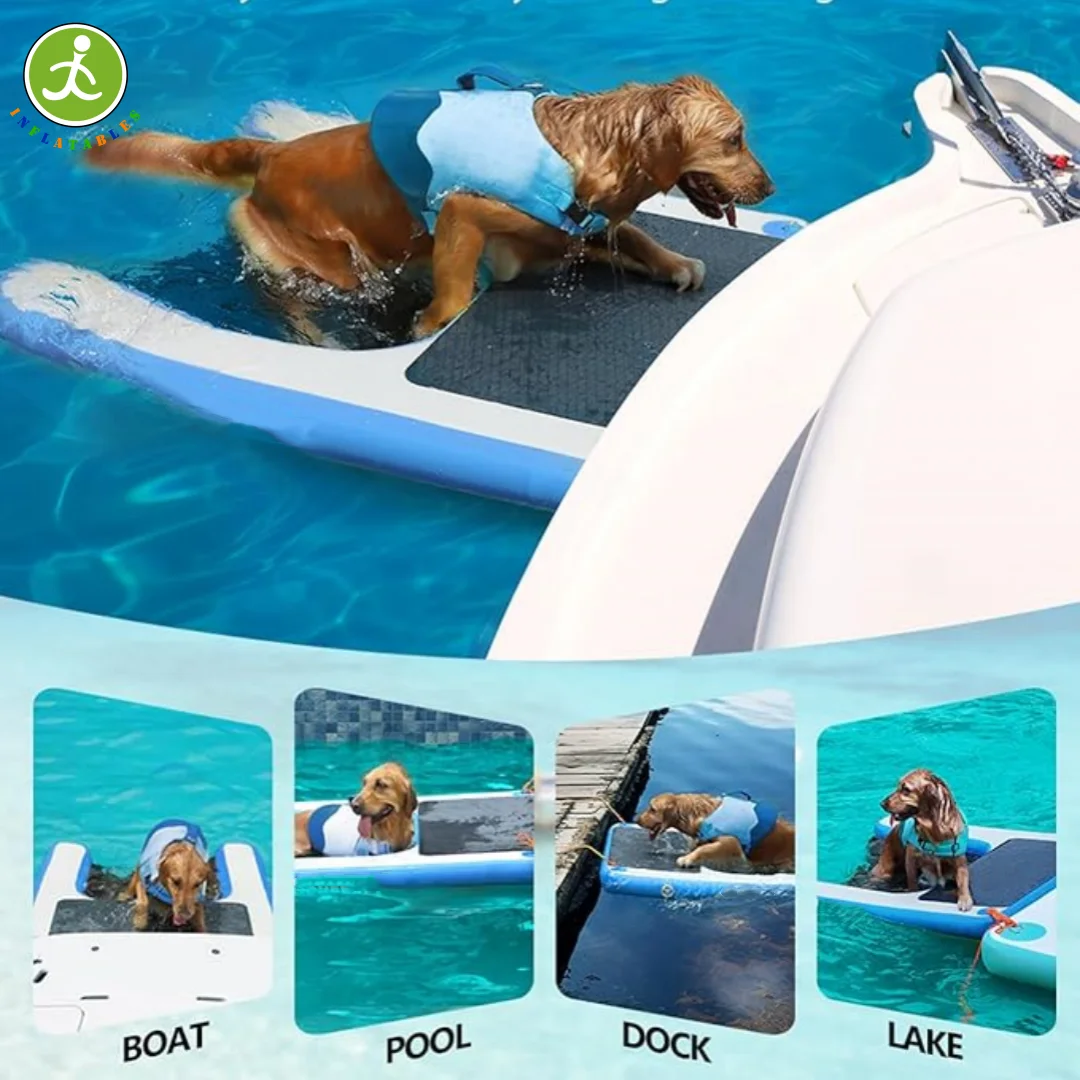 In stock at US warehouse! Summer Inflatable Pet Ramp, Dog Water Ramp, Boat Float, Dock, Pool Large Dog Climb Out of Water