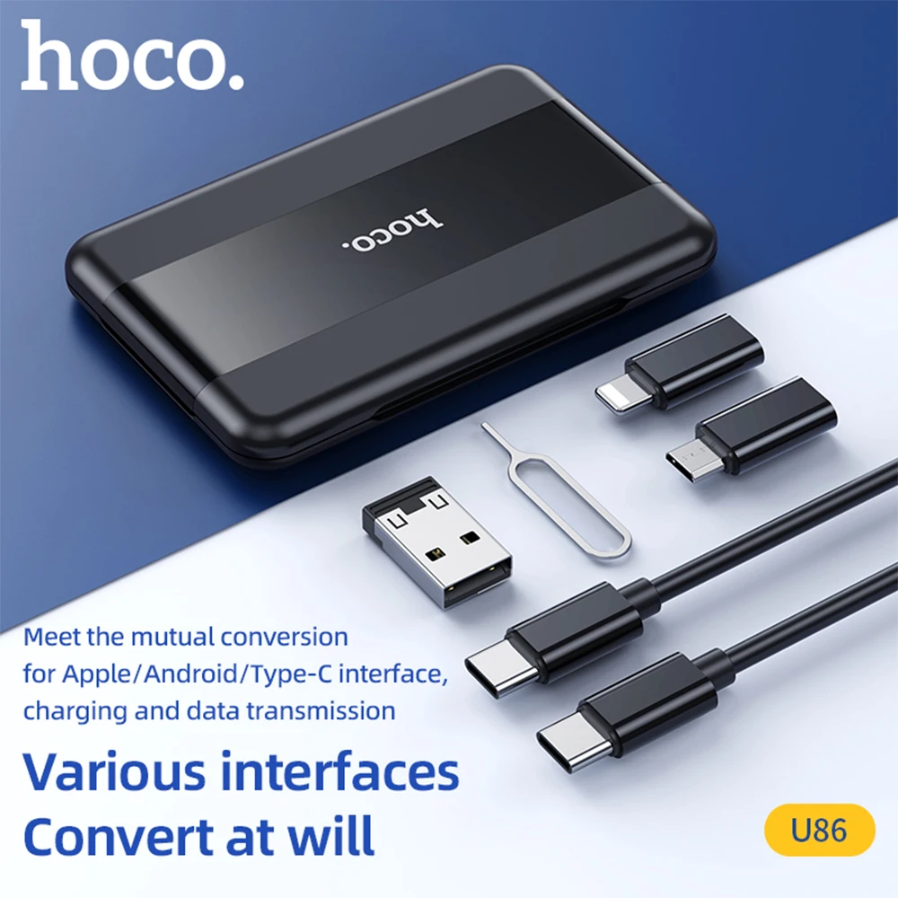 Hoco 6 in 1 Multifunctional Phone Charge Cable Kit for iPhone 14 13 12 Pro Max Micro USB Cable Type C Adapter Fast Charger usb c cable type c cable type c charging cable usb type c cable charging cable usb cable iphone charging cable fast charge cable usb c charging cable charger cable
