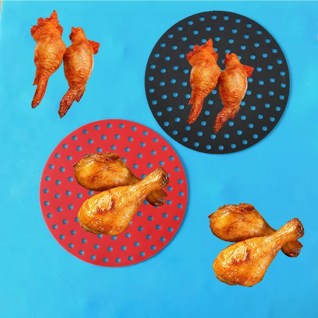 Silicone Air Fryers Oven Baking Tray Fried Pizza Chicken Mat AirFryer  Silicone Pot Round Reusable Cake Pan Air Fryer Accessories - AliExpress