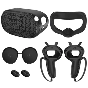 오큘러스 퀘스트 2 VR 헤드셋용 실리콘 보호 커버 쉘 케이스, 헤드 페이스 커버, 아이 패드 핸들 그립 버튼 캡, VR 액세서리