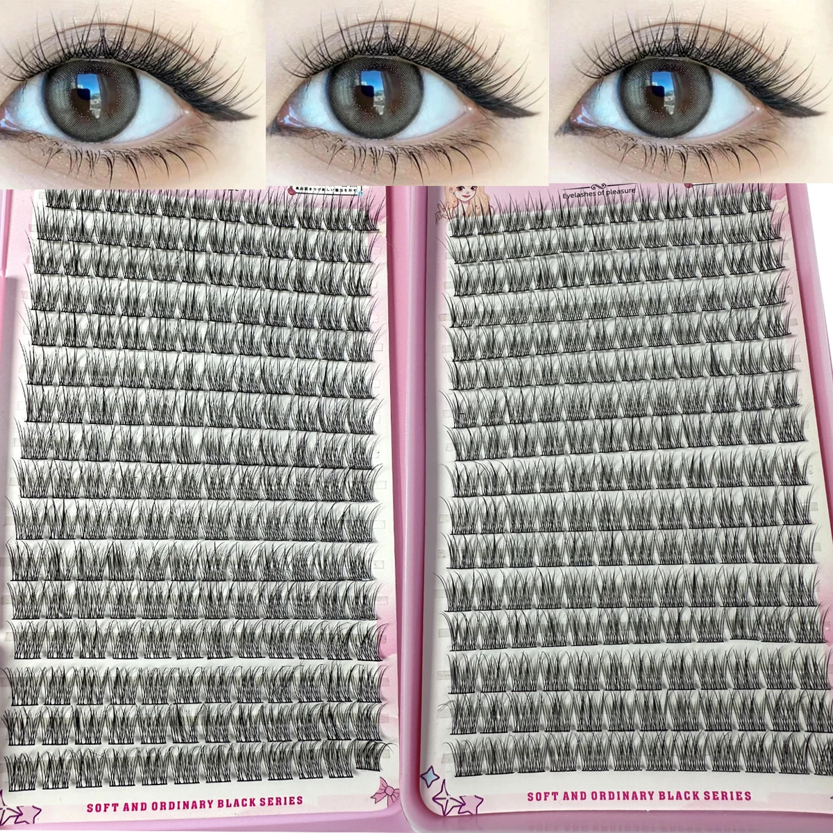 Große Kapazität, 32 Reihen, selbstverpflanzende, geschnittene falsche Wimpern im Meerjungfrau-Stil für den persönlichen, modischen Heimwerkergebrauch