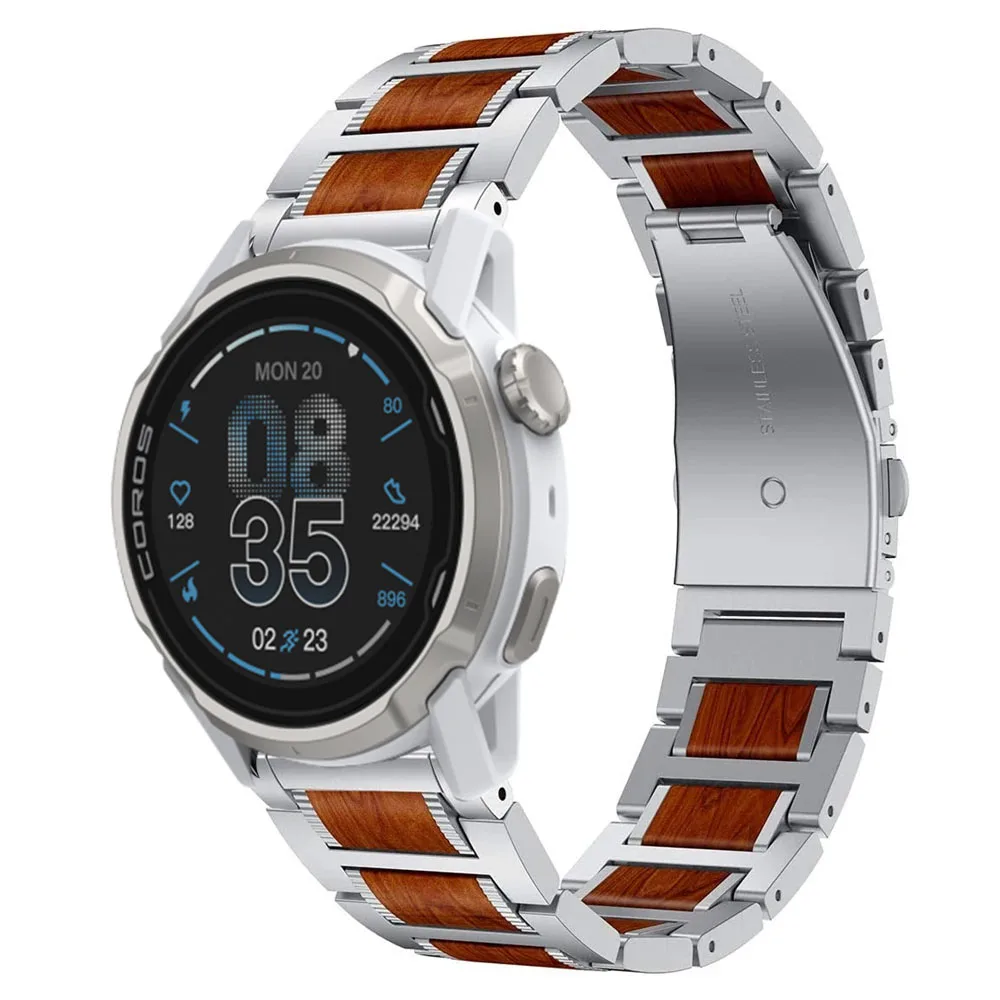 Elegant 22mm Metal Rosewood Strap