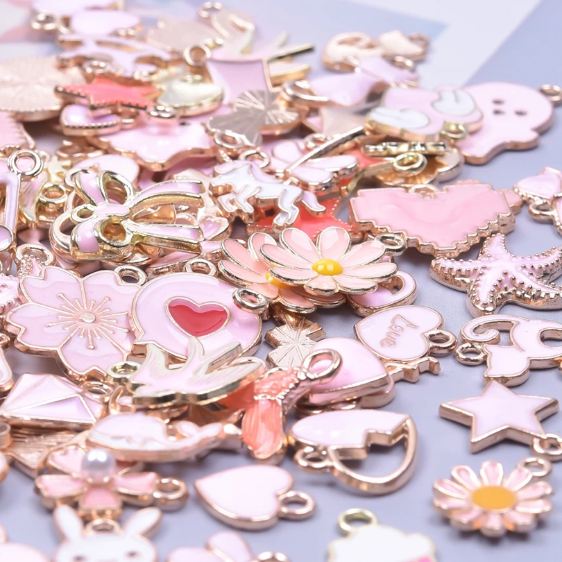 Kawaii Pink Enamel Charms Set 3