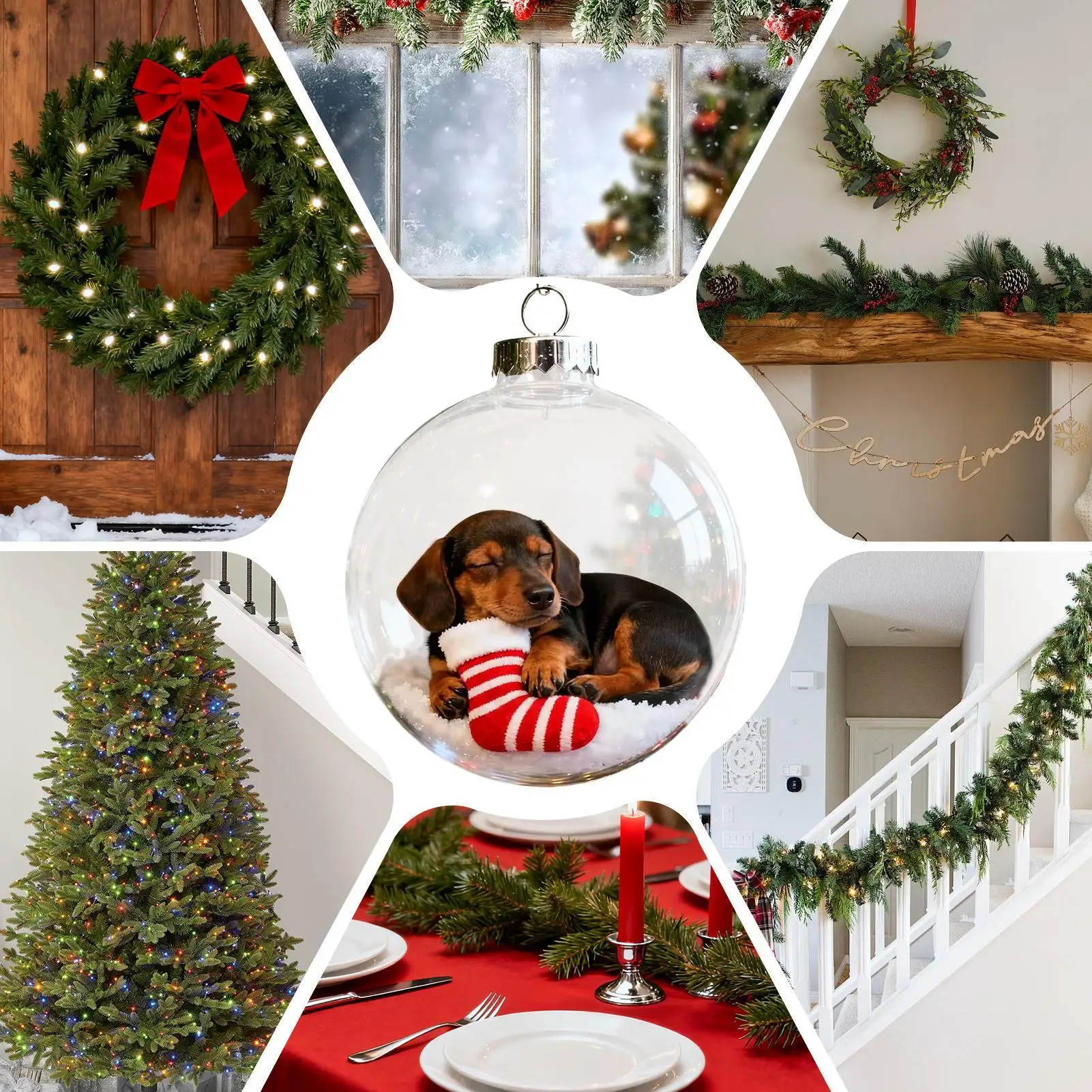 Christmas Ornaments Shatterproof Transparent Decor Christmas Dog Balls Pendants For Shopping Mall Bedroom Window Store Home