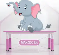 Kindergarten Kids Table and Chairs Set Toddler Height Adjustable Desk with Graffiti Desktop, Arts & Crafts Table with 6 Seats 4